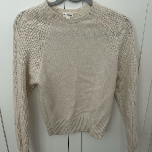 Minnie Rose Cashmere 9gg Long Sleeve Shrunken Crew - Picture 1 of 5